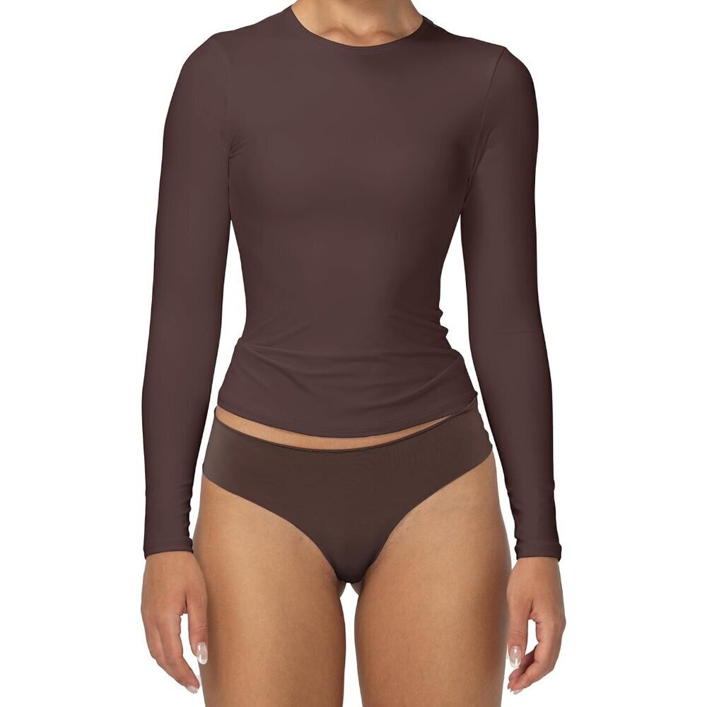 Women's Long Sleeve T Shirt Slim Fit Double Layer Crew Neck Casual Top